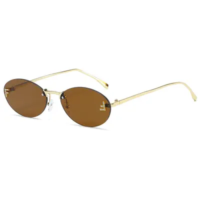 Oval Rhinestone Frameless Sunglasses for Women and Men - 8