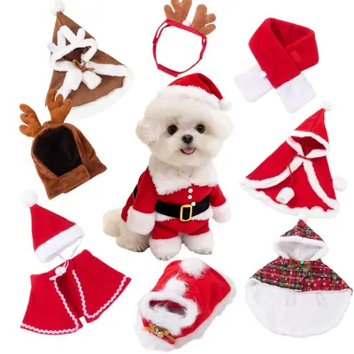Cross-border pet clothes, cat and dog hat, headwear, Christmas scarf, cape, transformation costume, cloak, Christmas