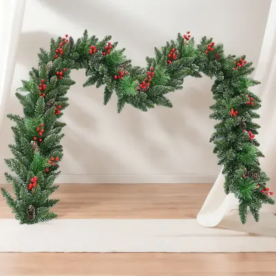 PVC Christmas Tree Hanging Ornaments with Green Leaf Decorations - 8