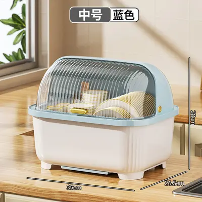 Kitchen Tableware Storage Box with Drain and Dust Protection - 10