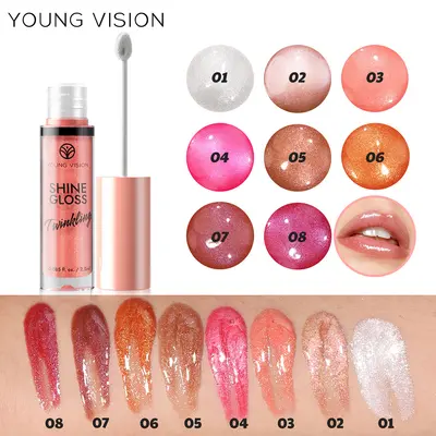 YOUNG VISION 2er Lippen-Make-up-Set, Glitzer-Lipgloss und mattierter Lippenkonturenstift