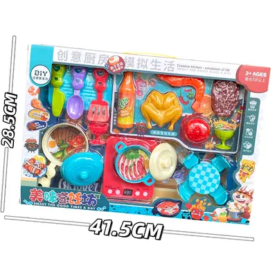 Children's Educational Play Kitchen Set, Artificial Kitchen Utensils and Cooking Toys
