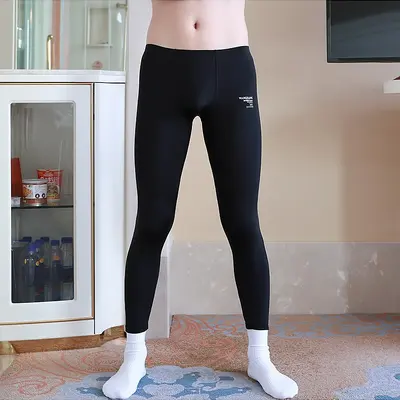 Men's Thin Summer Base Layer Pants, Solid Color, Slim-Fit, Sweat-Wicking - 9