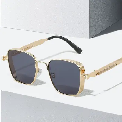 Retro-Steampunk-Herrensonnenbrille aus Metall mit UV-Schutz - 5