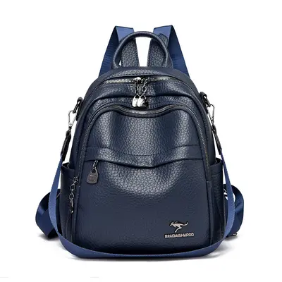 Soft Leather Backpack, Large Capacity, Multifunctional Travel Backpack - 7