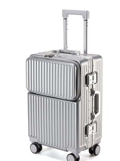 Aluminium-Koffer mit Vorderöffnung, Trolley 20 Zoll Bordgepäck, große Kapazität, Reisekoffer mit leisen Universalrollen, Zahlenschloss