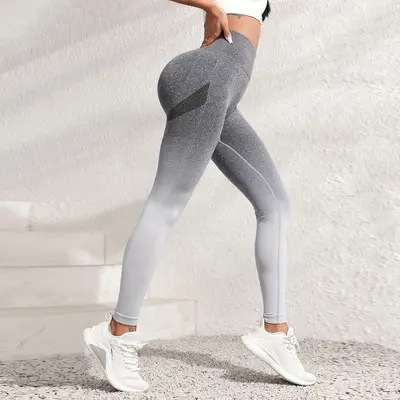 Yeni Model Dikişsiz Degradeli Batik Boyalı Kadın Yoga Takımı Hızlı Kuruyan - 4