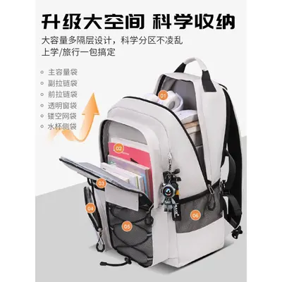School backpack with spine protection, large capacity