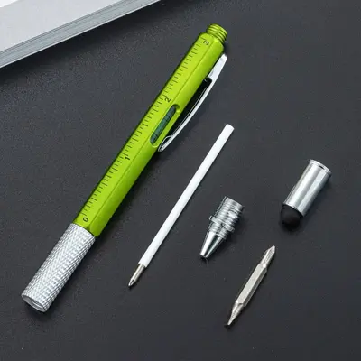 6-in-1 Multifunctional Plastic Tool Pen with Level, Ruler and Screwdriver