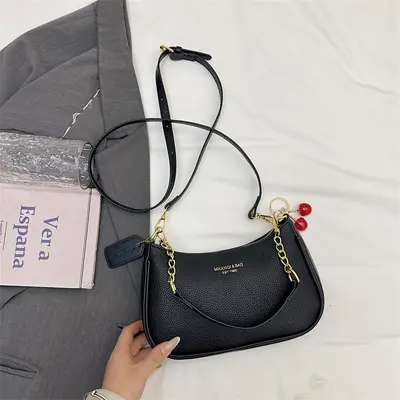 Vintage bedruckte Damen-Achseltasche mit Schultergurt - 12
