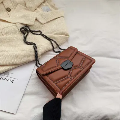 Women's Studded Chain Strap Small Square Crossbody Bag - 9