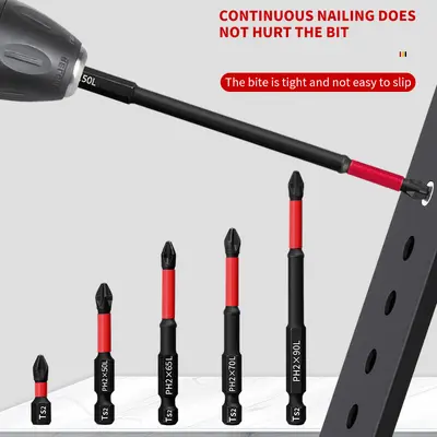 PH2 Manyetik Kaymaz Çapraz Bit Seti 25-150mm Tornavida Ucu Yüksek Sertlik Elektrikli Tornavida Aracı - 3