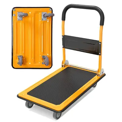 Foldable Steel Platform Hand Truck with Wheels for Supermarket Storage