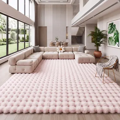 Rosa Bubble-Fleece Kunstkaninchenfell Kinderteppich für Wohnzimmer, Herbst Winter