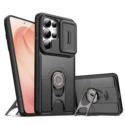 Sınır ötesi uygulanabilir Samsung A57 düşme önleyici kabuk S26 Ultra 360 derece dönen halka itme pencere gözlüğü koruyucu kapak - 7