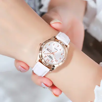 Yeni Kore tarzı moda canlı yayın kızlar öğrenci çift takvim taklidi kemer kuvars saat bayanlar üreticisi toptan izle