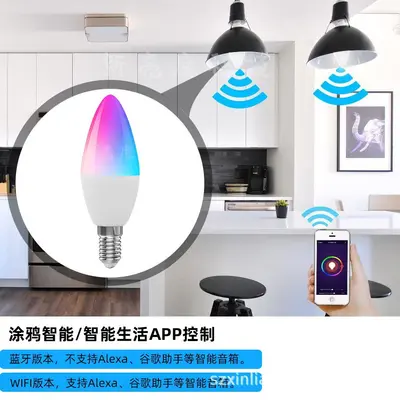 Tuya Akıllı Bluetooth 5W E14 Uç Ampul RGBCCT Kısılabilir Renk Değiştirme Zamanlayıcılı Çift Mod WiFi Mum Lamba C37