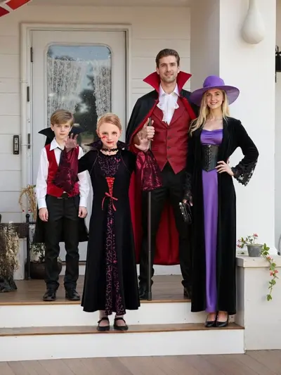 Children's Halloween Witch Costume, Long-Sleeve, Medieval Retro Printed Dress