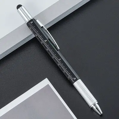 6-in-1 Multifunctional Plastic Tool Pen with Level, Ruler and Screwdriver