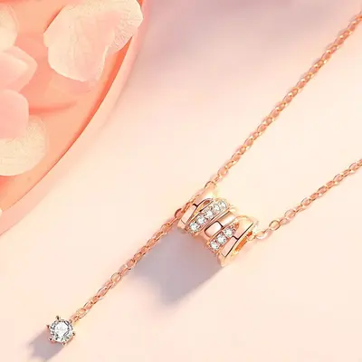 Xiaomannyao kadın kolye, lüks minimal tasarım, kristal taşlı - 3
