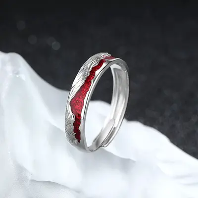 S999 pure silver ring, asymmetric design, couple model - 8