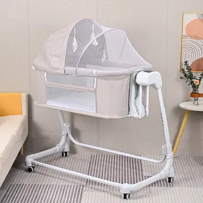 Foldable Rocking Baby Crib Multifunctional Electric Newborn Bed - 9