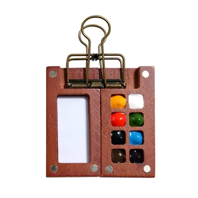 Mini su rengi boya seti ceviz kutu taşınabilir - 6