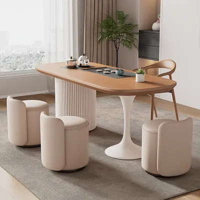 Massivholz-Teetisch mit Stuhl-Set für kleine Wohnungen und Balkone