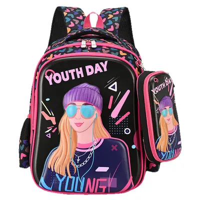 School backpack hard shell 15-inch with stationery box set