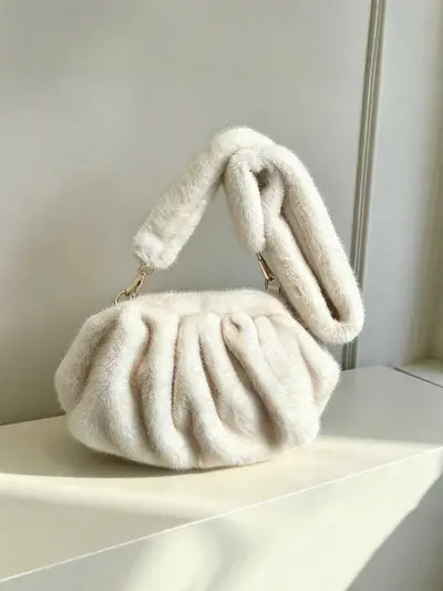 Women's Plush Pleated Cloud Shoulder Crossbody Bag - 3