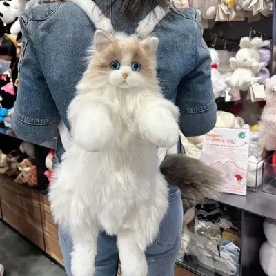 Peluş kedi sırt çantası, sevimli, yumuşak, çocuk oyuncağı ve hediye