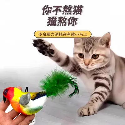 Cat Toy Squeaky Feather Bird Teaser Wand, Durable - 3