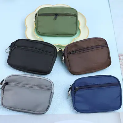 Waterproof Nylon Mini Coin Purse, Hanging Two-Layer Card Holder