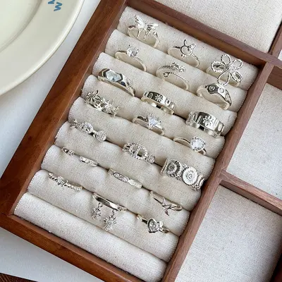 Lanzi Korean Fashion Jewelry Trending on Little Red Book and TikTok Women's Niche Designer Luxury Style Open Sterling Silver 925 Ring