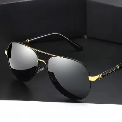 Polarisierte Herren-Metallsonnenbrille, Retro mit großem Rahmen - 3