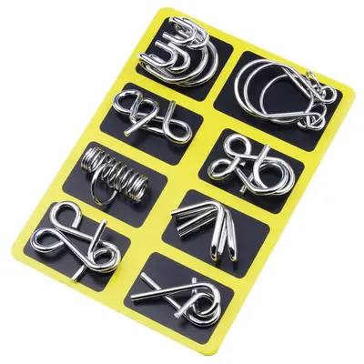 Nine Ring Brain Puzzle, Unlocking Puzzle for Adults and Children, Stress Relief - 7