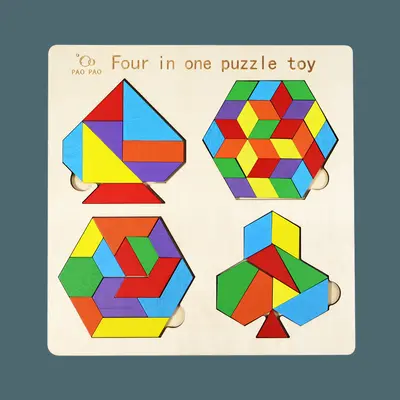 Tangram puzzle blocks, round and heart shapes, early education toy - 10