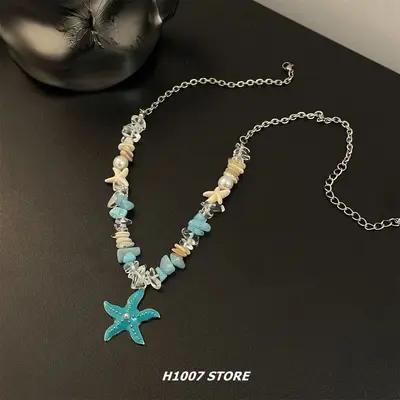 Pearl and shell bead necklace, beach vacation style - 4