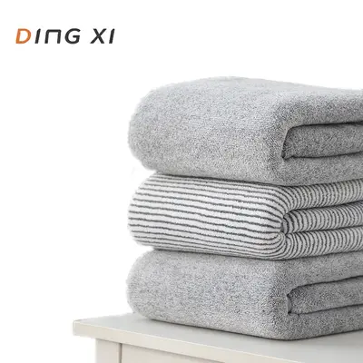 Antibacterial Coral Velvet Bamboo Charcoal Fiber Bath Towel Three-Piece Combination Set Striped European and American Beach Towel Absorbent and Thickened Wholesale - 6