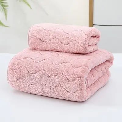 Emici mercan kadife havlu ve banyo havlusu iki parçalı set ev havlusu yumuşak ve cilt dostu tüy bırakmayan yüz havlusu banyo havlusu - 8