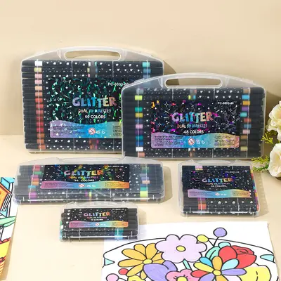 Einzelkopf-Glitzer-Notizmarker, Leuchtstift, Softspitzen-Set mit bunten Gelstiften