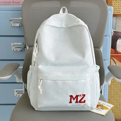 Embroidered Letter School Backpack, Large Capacity, for Teens and Students - 9