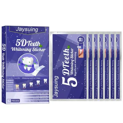 JAYSUING 5D Teeth Whitening Strips, Anti-Slip, Low-Sensitivity, Removes Yellowing and Coff - 5