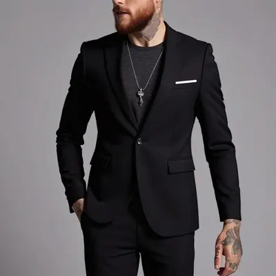 Herren-Anzugjacke, Slim Fit, koreanischer Stil