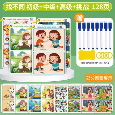 Spot the Difference Maze Book for Ages 3-6, Focus Training Brain Game Cards - 7