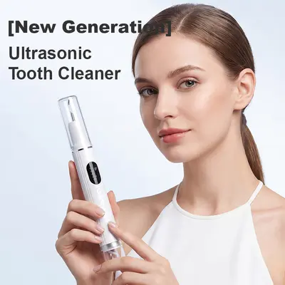 Ultrasonic electric tooth cleaner with water spray for tartar and plaque removal