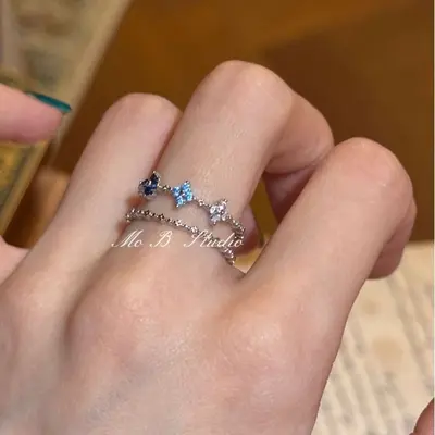 Vintage blue sparkle ring collection for women - 9