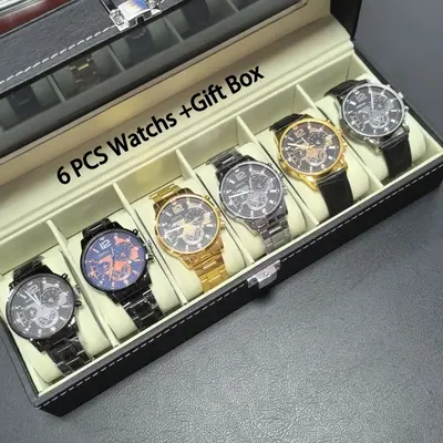 Men's watch set, 6-piece boxed, luxury, quartz, luminous dial - 8