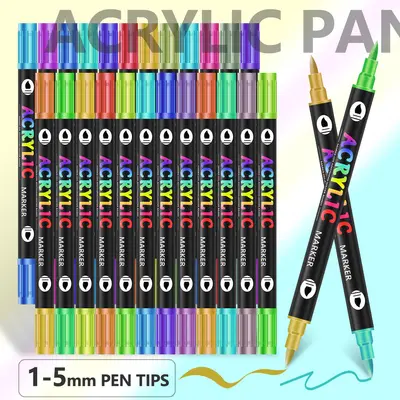 72-Color Dual-Tip Acrylic Marker Pen Set for Kids