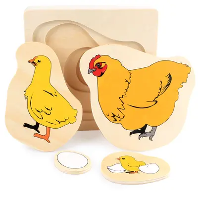 Montessori Ahşap Çok Katmanlı Hayvan Puzzle Çocuklar İçin Eğitici - 4